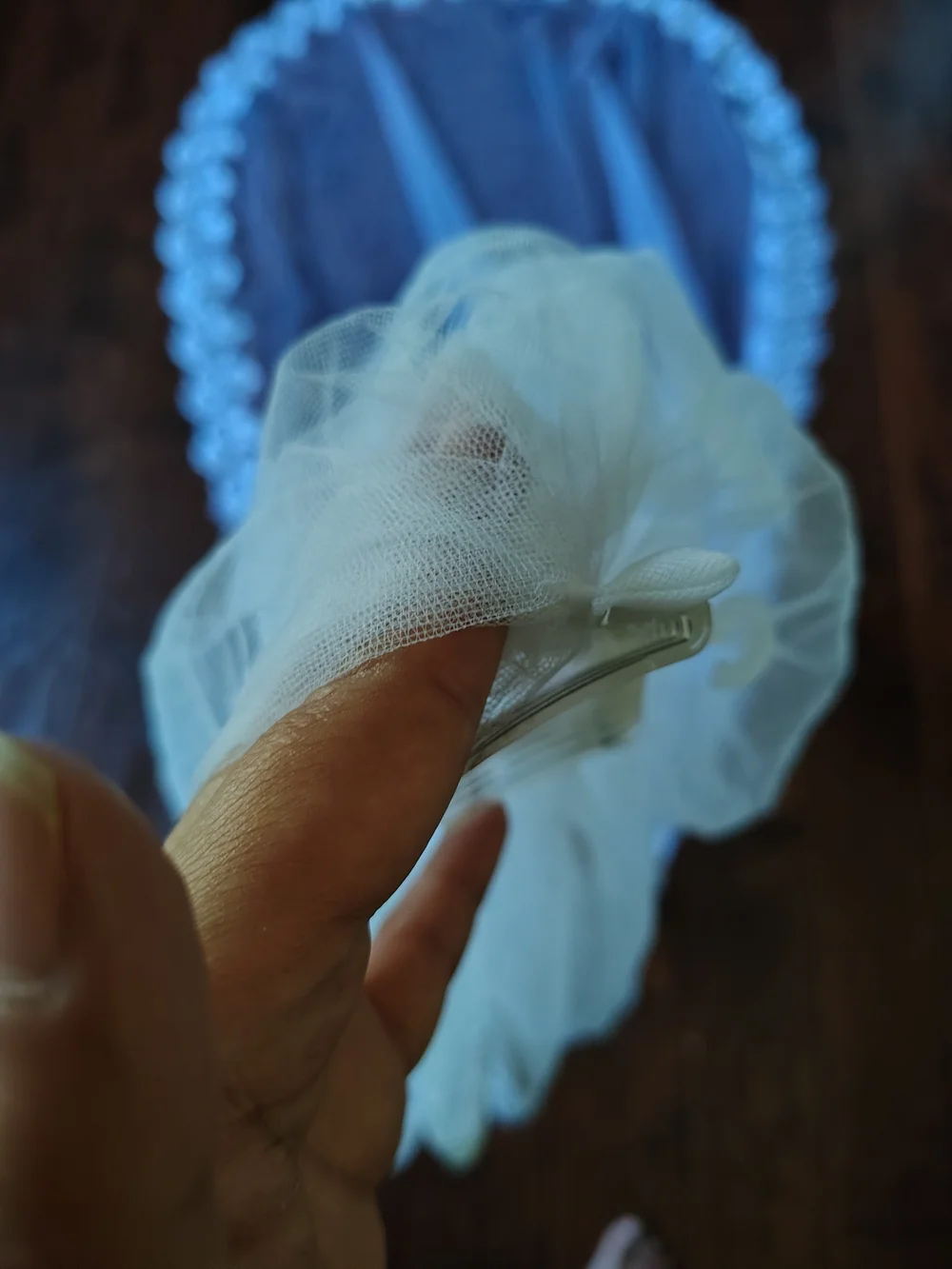 White lace double stacked Wedding veil hair pin comb